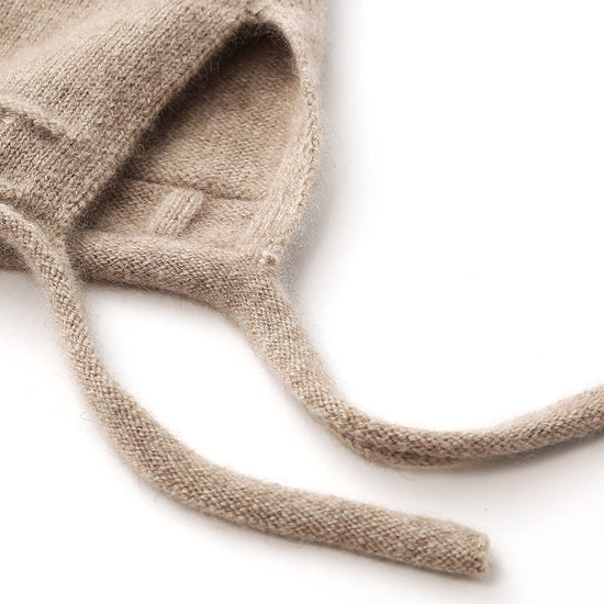 COMOBOCA 100% Cashmere Women's Knit Beanie with Ties