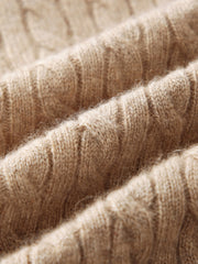 COMOBOCA 100% Cashmere Women's Cable Knit Hooded Cardigan