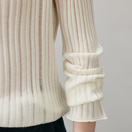 COMOBOCA Women's Ribbed Round Neck Knit Sweater