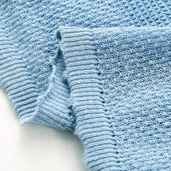 COMOBOCA Women's Tie-Neck Waffle Knit Top