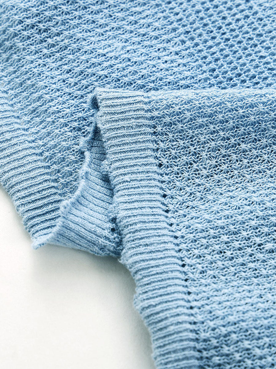 COMOBOCA Women's Tie-Neck Waffle Knit Top