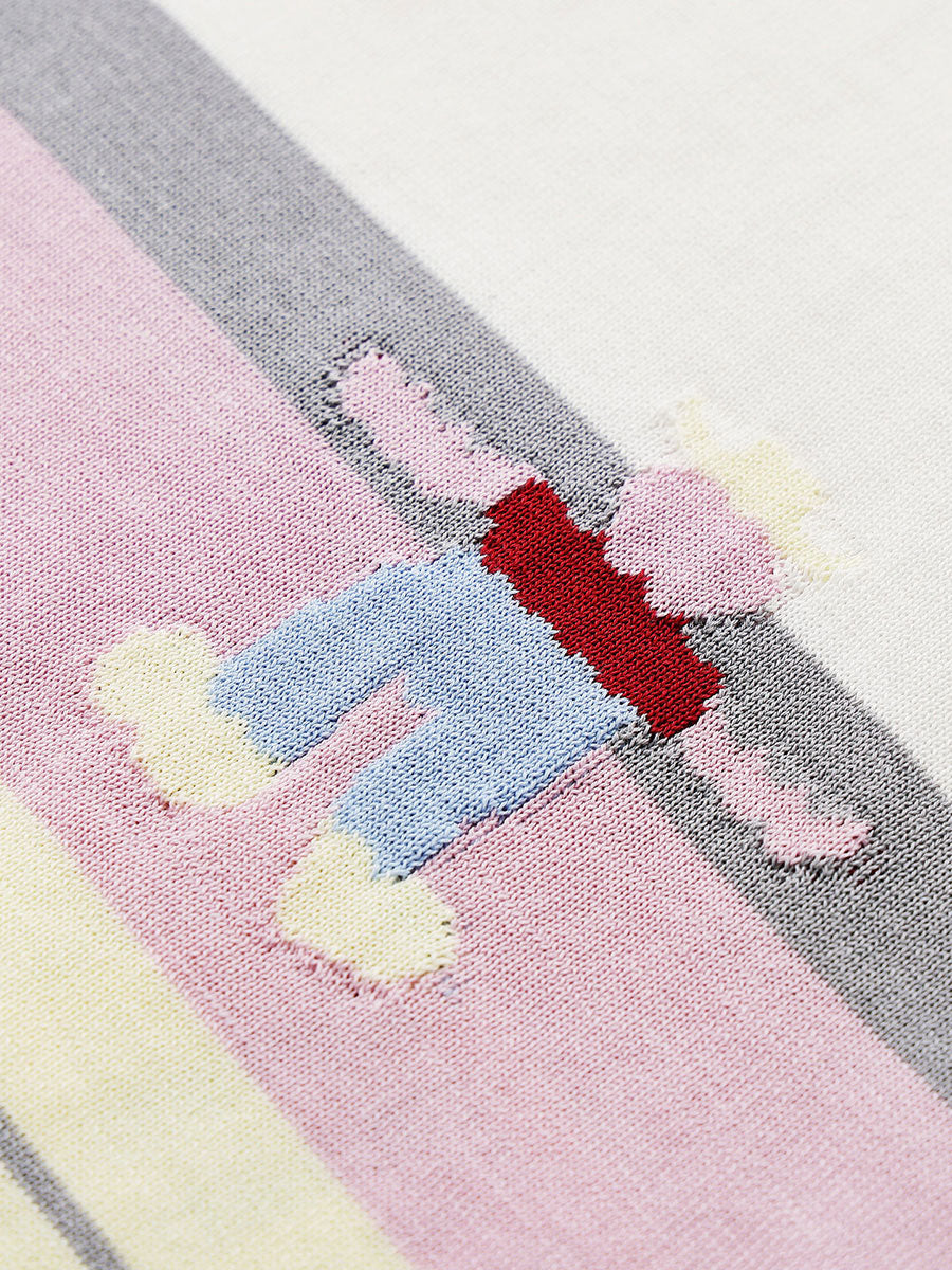 COMOBOCA Women's Farm Scene Striped Knit T-Shirt