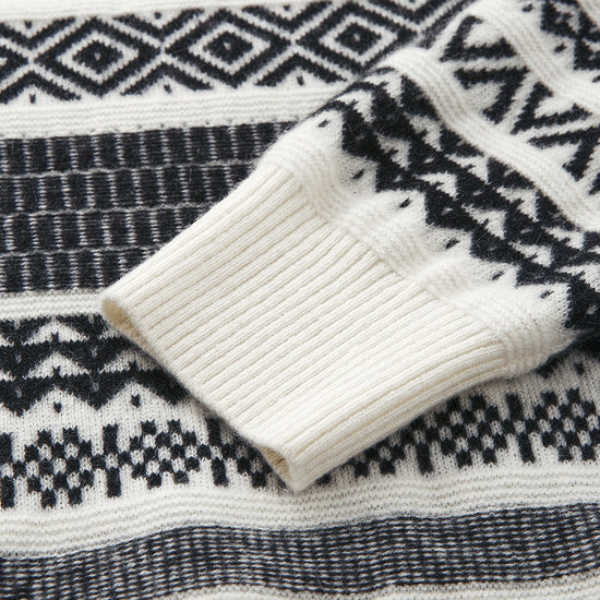 COMOBOCA 100% Cashmere Women's Fair Isle Round Neck Knit Sweater