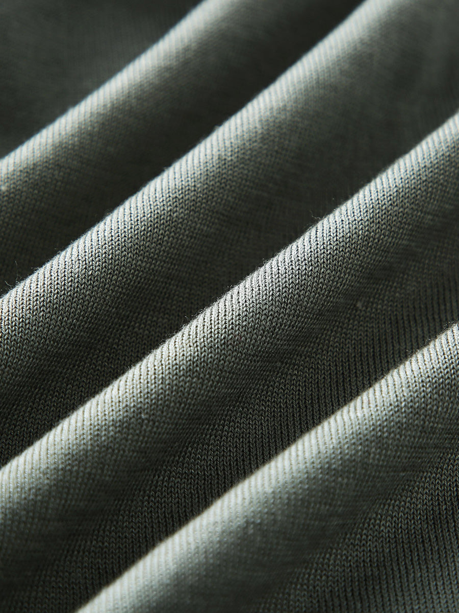 COMOBOCA Women's Lyocell V-Neck Ribbed Knit T-Shirt