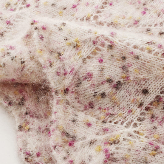 COMOBOCA Women's Speckled Lace Knit Round Neck Sweater