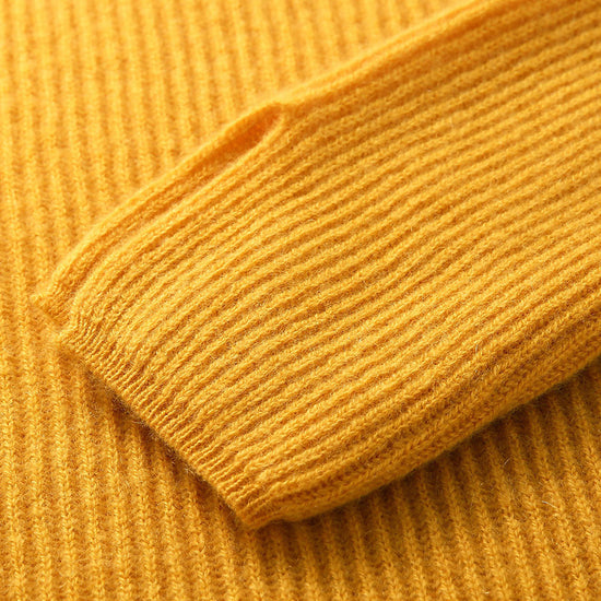 COMOBOCA 100% Cashmere Women's V-Neck Ribbed Knit Sweater