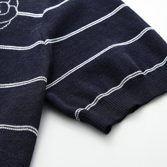 COMOBOCA Women's Striped Floral Knit T-Shirt