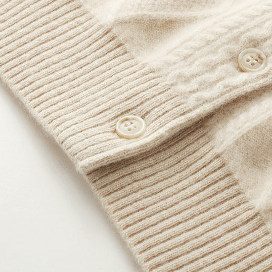 COMOBOCA 100% Cashmere Women's Argyle Cable Button Up Knit Cardigan