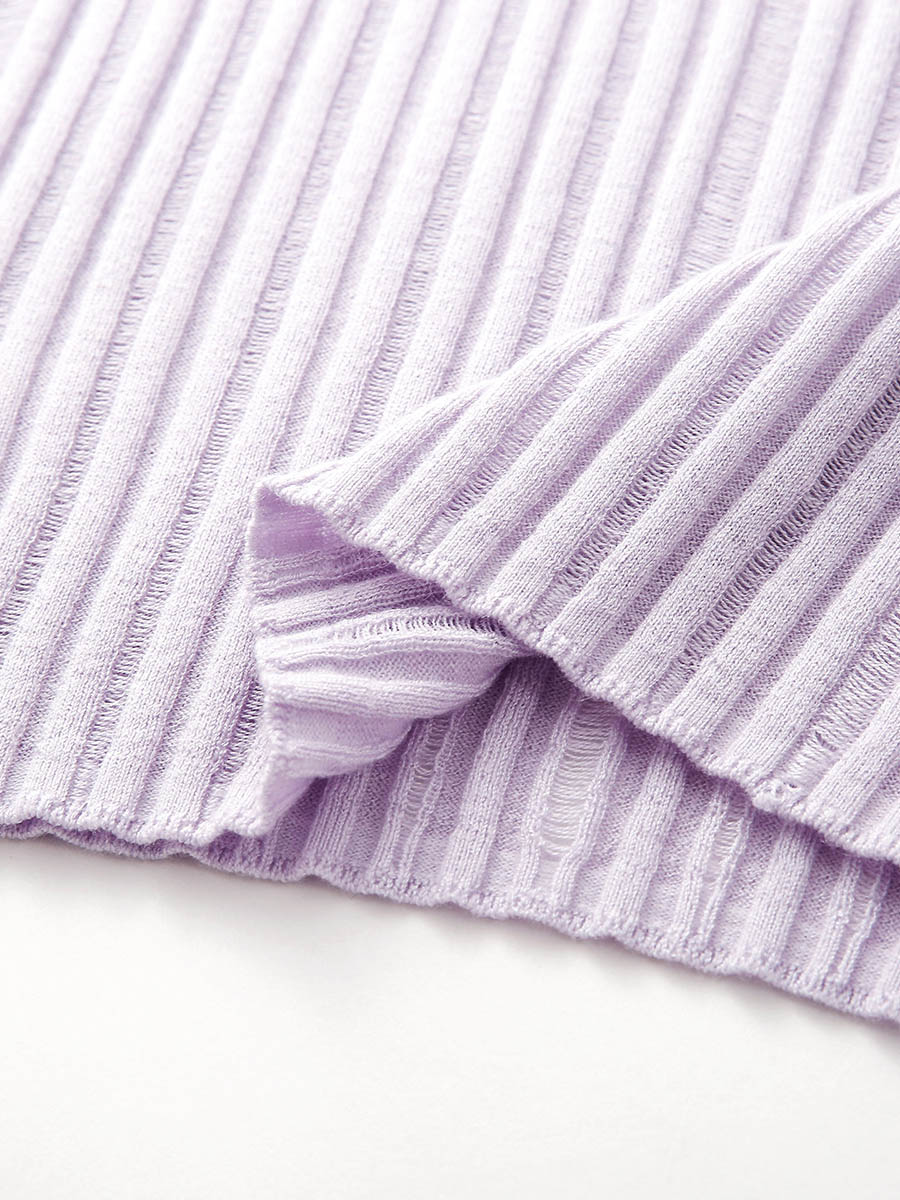 COMOBOCA Women's Ribbed Round Neck Knit Sweater