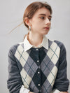 COMOBOCA 100% Cashmere Women's Argyle Pattern Cardigan