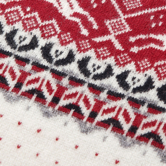 COMOBOCA 100% Cashmere Women's Fair Isle Reindeer Sweater