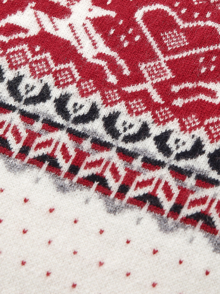 COMOBOCA 100% Cashmere Women's Fair Isle Reindeer Sweater