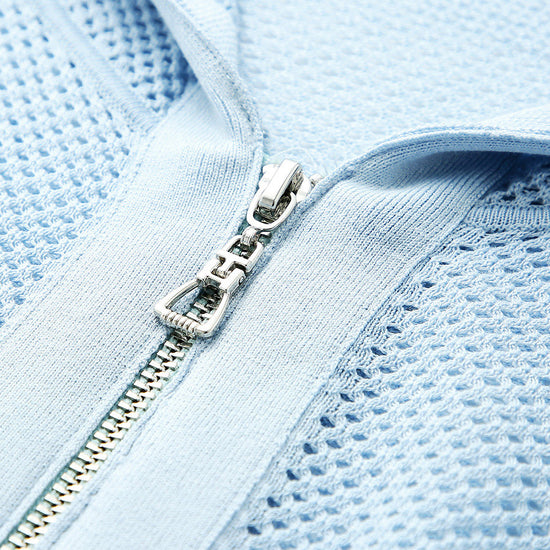 COMOBOCA Women's Ribbed Mesh Zip-Up Hoodie