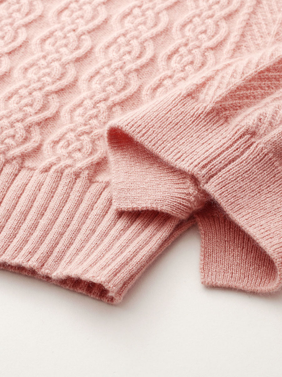 COMOBOCA 100% Cashmere Women's Cable Heart Patterned Knit Sweater