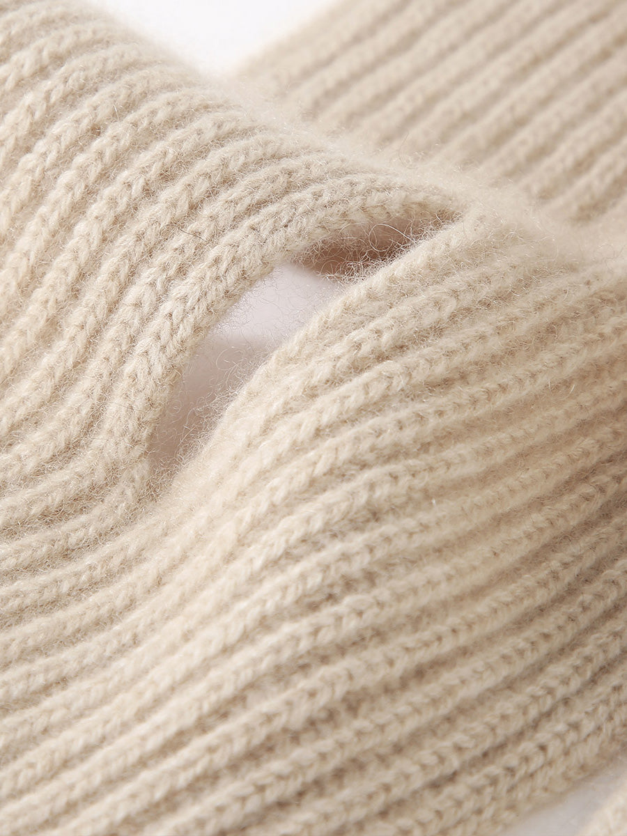 COMOBOCA 100% Cashmere Luxurious Ribbed Scarf
