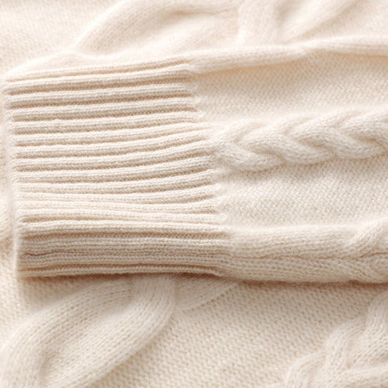 COMOBOCA 100% Cashmere Women's Turtleneck Cable Knit Sweater