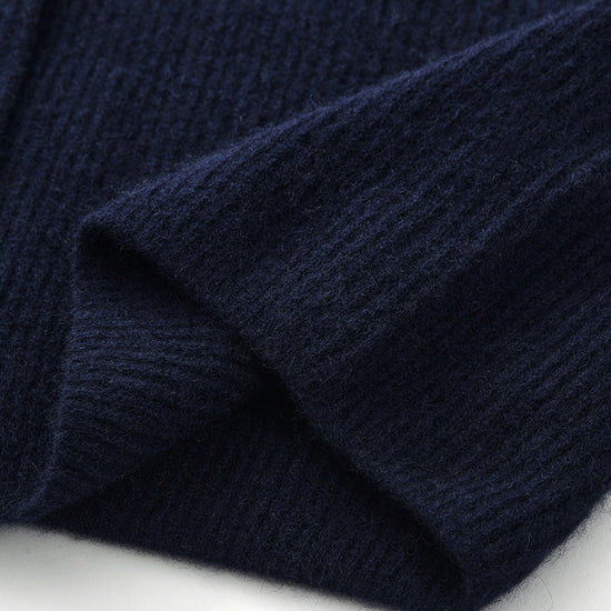 COMOBOCA 100% Cashmere Women's Contrast Trimmed Collared Knit Cardigan