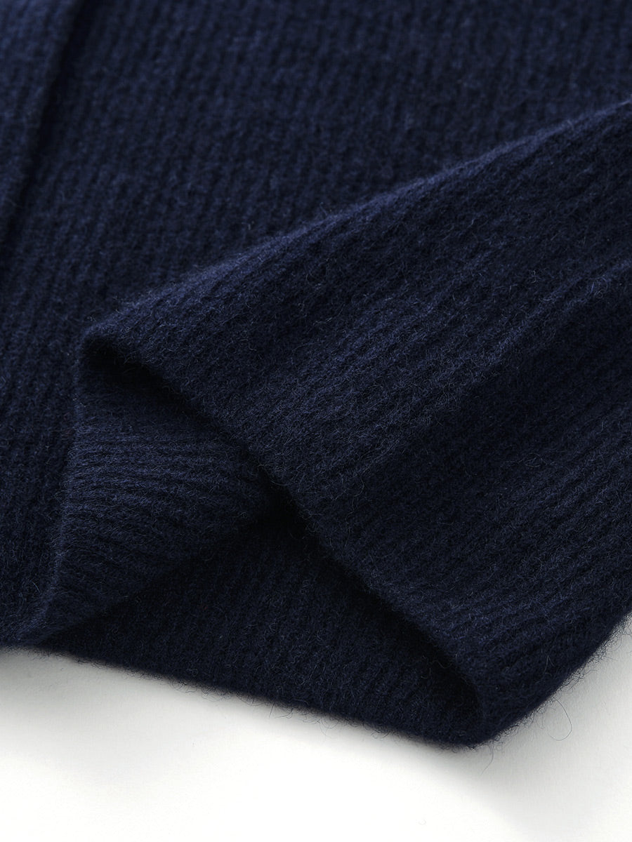 COMOBOCA 100% Cashmere Women's Contrast Trimmed Collared Knit Cardigan