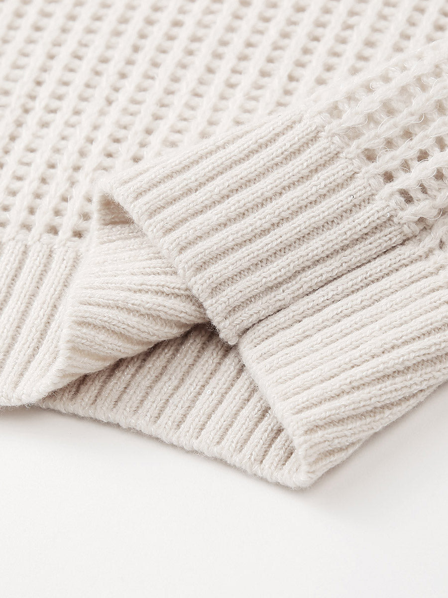 COMOBOCA 100% Wool Women's Ribbed Knit Sweater