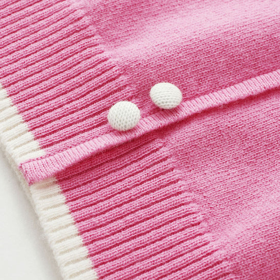 COMOBOCA 100% Wool Kids' Tie-Neck Contrast Trim Sweater