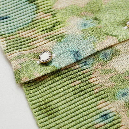 COMOBOCA Women's Watercolor Floral Print Knit Cardigan