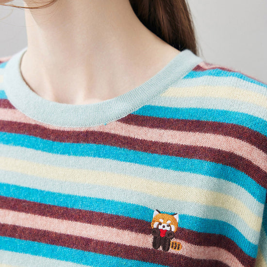 COMOBOCA 100% Cashmere Women's Striped Knit Sweater