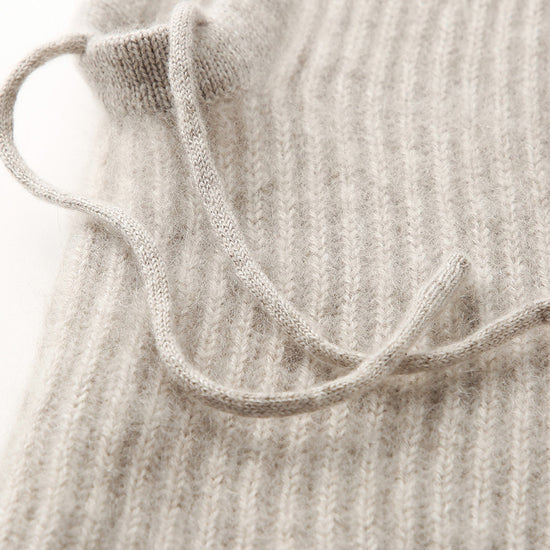 COMOBOCA 100% Cashmere Women's Ribbed Cozy Reversible Knit Hood