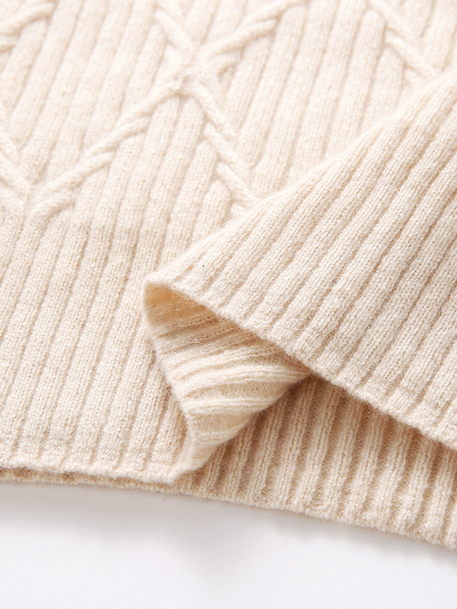 COMOBOCA 100% Cashmere Women's Cable Knit Hoodie