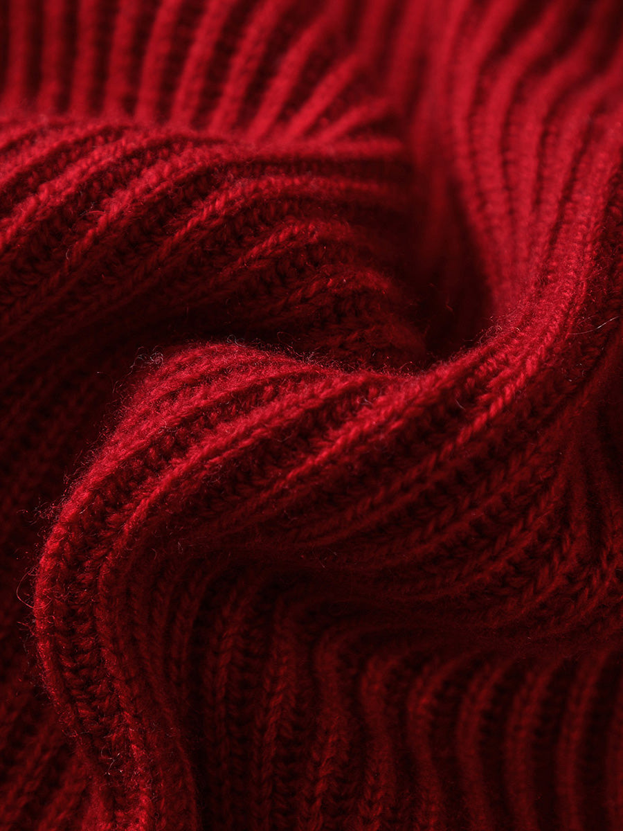 COMOBOCA 100% Wool Women's Half-High Neck Zip Cardigan