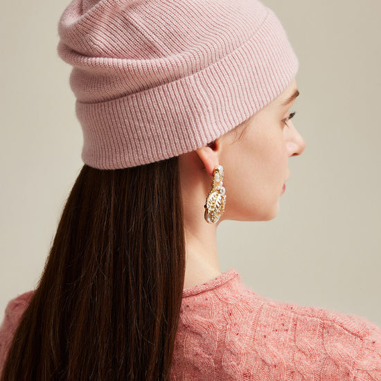 COMOBOCA 100% Cashmere Women's Ribbed Knit Beanie