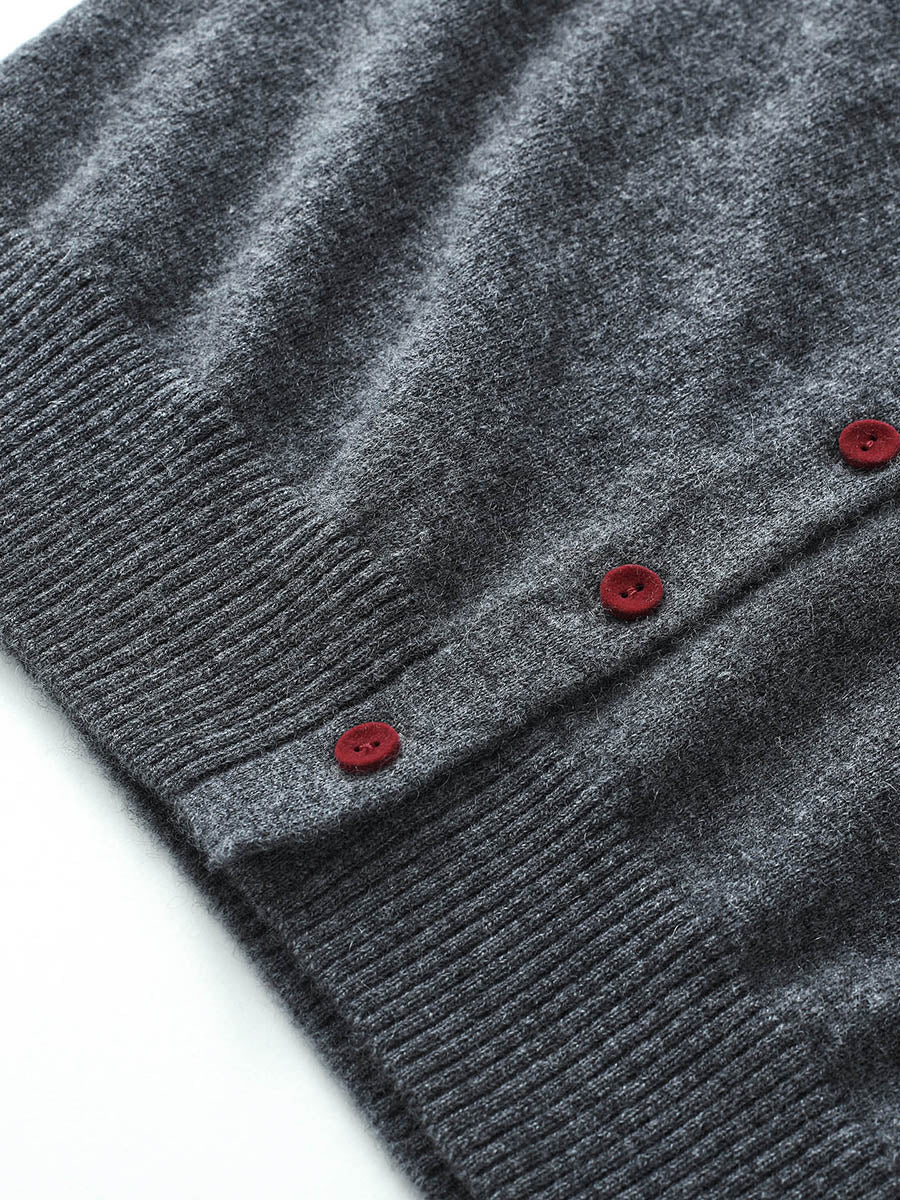 COMOBOCA 100% Cashmere Women's Turtleneck Button Front Knit Cardigan