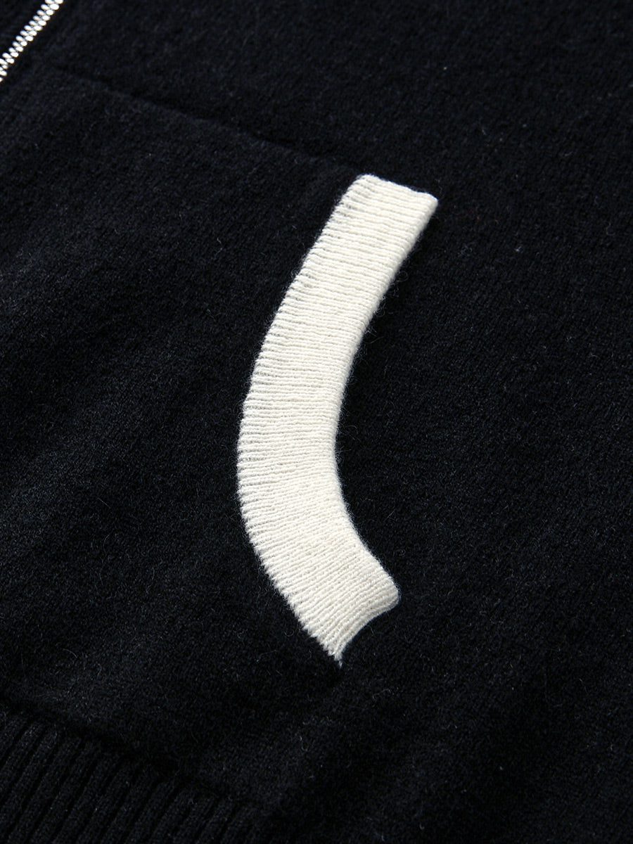 COMOBOCA 100% Cashmere Women's Color Block Zip Up Hoodie