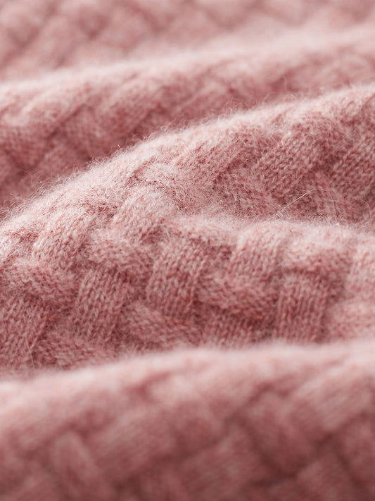 COMOBOCA 100% Cashmere Women's Round Neck Ribbed Knit Sweater