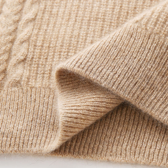 COMOBOCA 100% Cashmere Women's Cable Sailor Collar Sweater