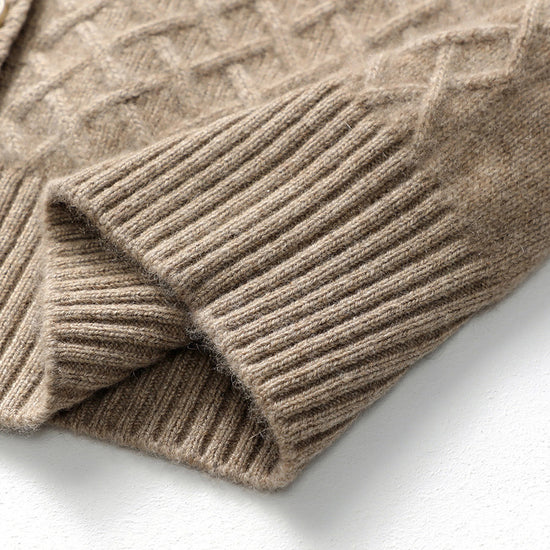 COMOBOCA 100% Cashmere Luxurious Cable Knit Hooded Cardigan