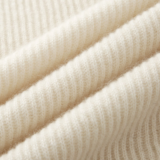 COMOBOCA 100% Cashmere Women's Ribbed Crochet Lace Cuffs Sweater