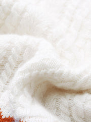 COMOBOCA 100% Wool Kids' Round Neck Striped Cable Knit Sweater