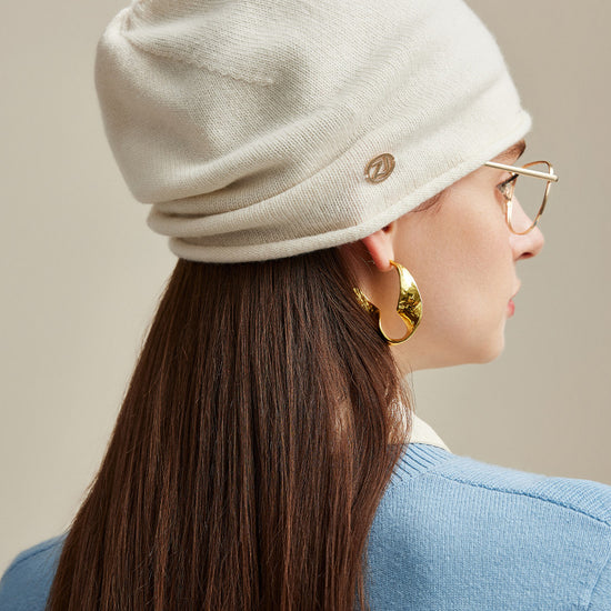 COMOBOCA 100% Cashmere Women's Slouchy Knit Beanie