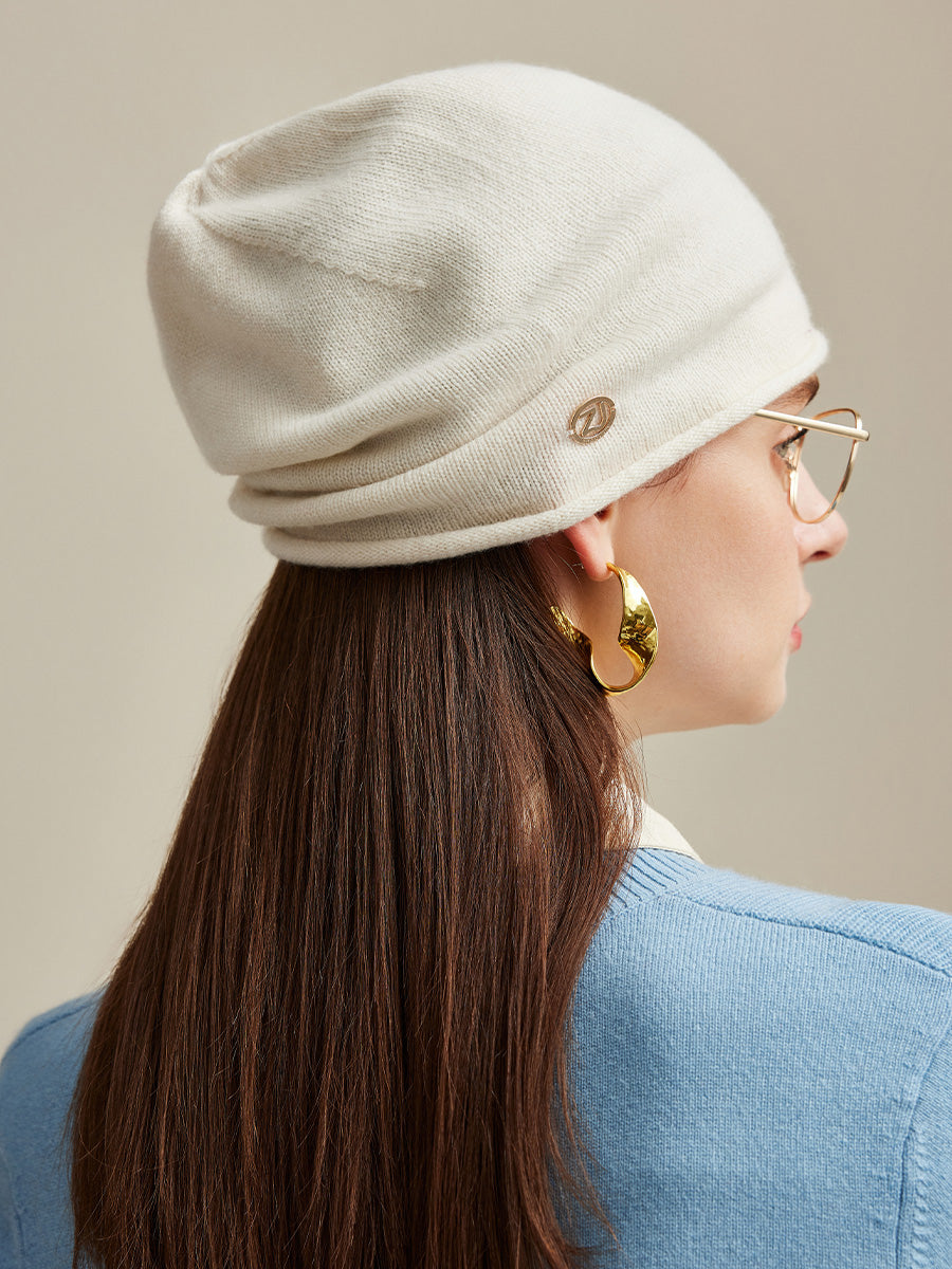 COMOBOCA 100% Cashmere Women's Slouchy Knit Beanie