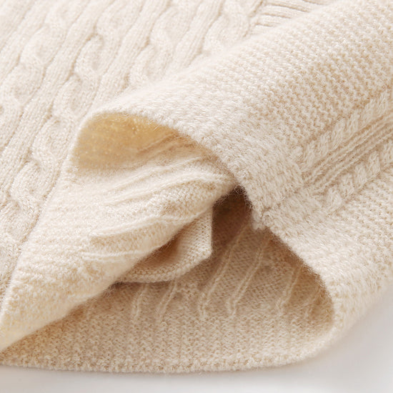 COMOBOCA 100% Cashmere Women's Cable Knit Zip Up Hoodie