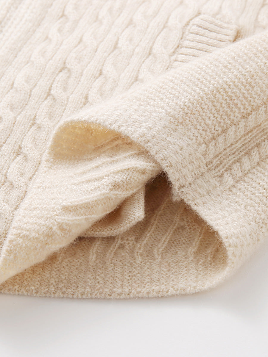 COMOBOCA 100% Cashmere Women's Cable Knit Zip Up Hoodie