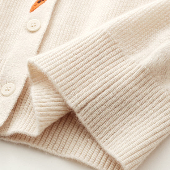 COMOBOCA 100% Cashmere Women's Embroidered Button-Front Cardigan