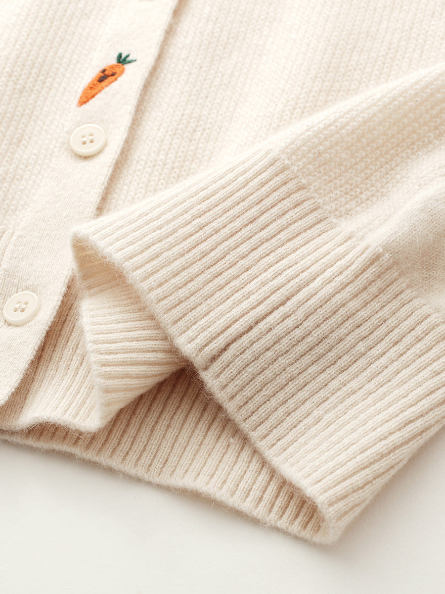 COMOBOCA 100% Cashmere Women's Embroidered Button-Front Cardigan