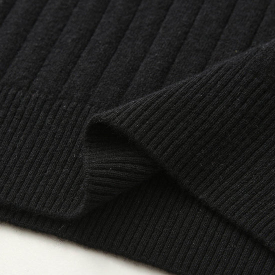 COMOBOCA 100% Wool Women's Ribbed Contrast Trim Sweater