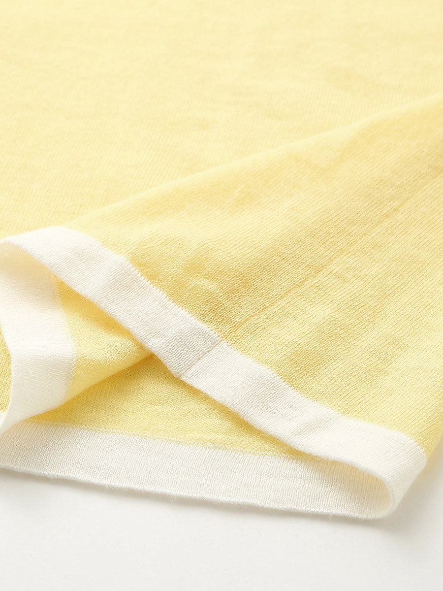 COMOBOCA Women's Ribbed V-neck Cardigan with White Trim