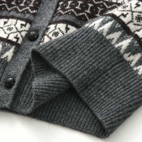 COMOBOCA 100% Cashmere Women's Fair Isle Knit Cardigan
