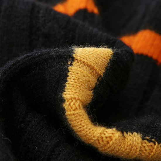 COMOBOCA 100% Wool Kids' Colorful Striped Knit Sweater