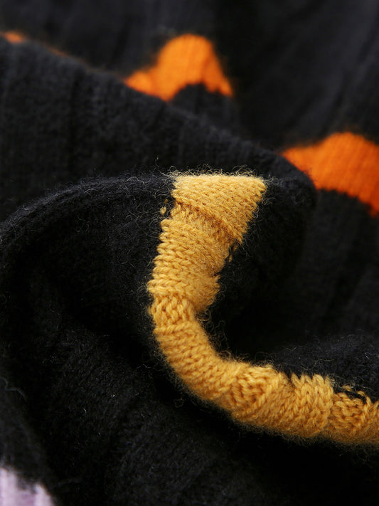 COMOBOCA 100% Wool Kids' Colorful Striped Knit Sweater