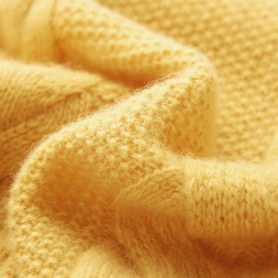 COMOBOCA 100% Cashmere Women's Cable Knit V-Neck Sweater