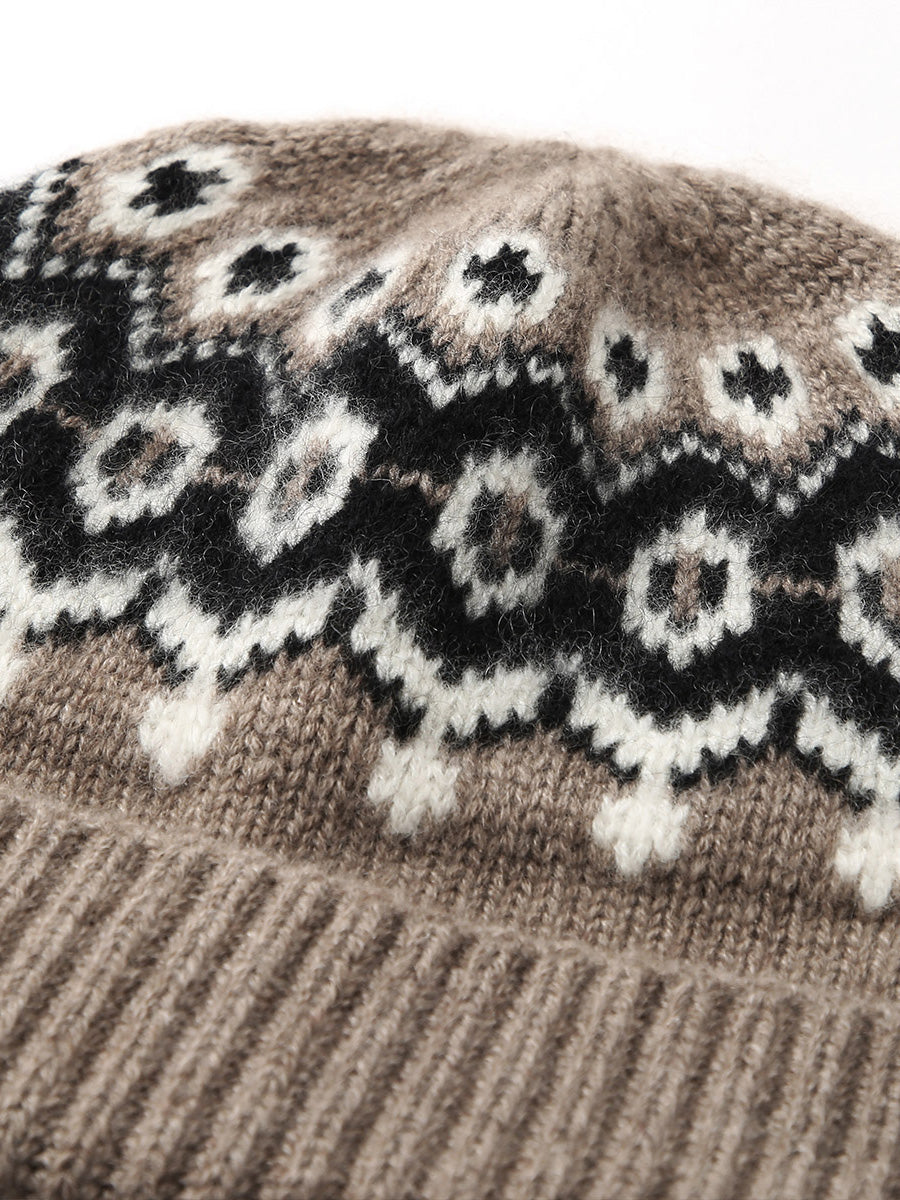 COMOBOCA 100% Cashmere Soft Knit Ribbed Beanie